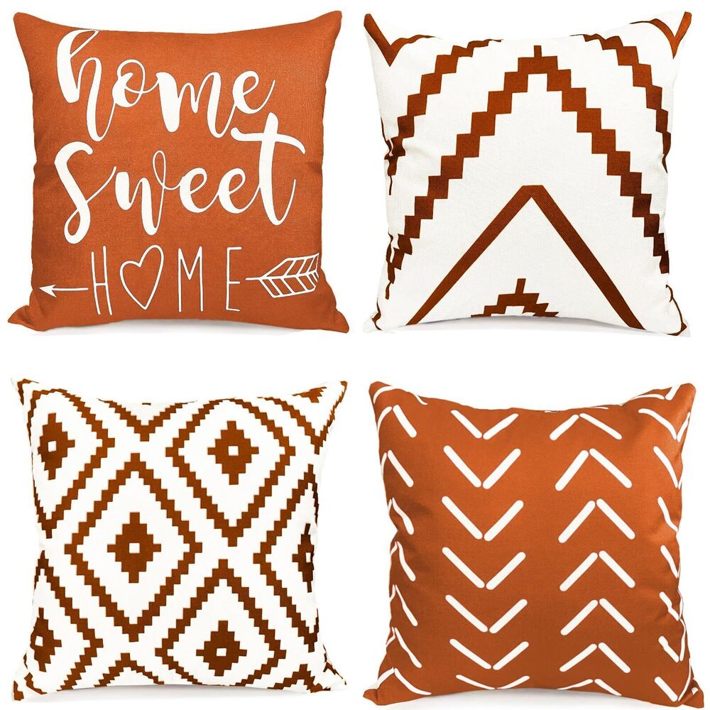 4196 Decorative Throw Pillow Covers Set of 4 Orange Pillow Covers 18x18